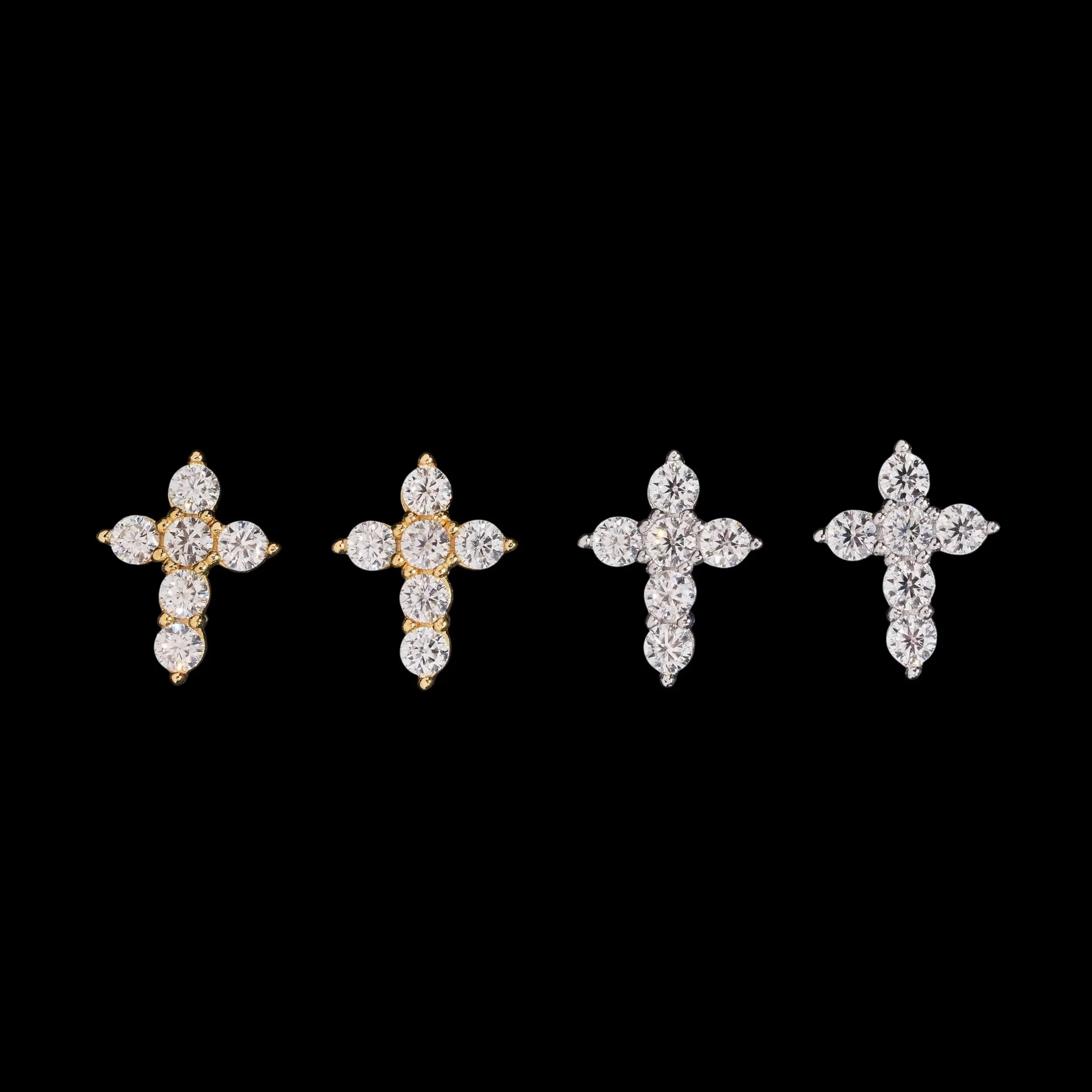 Cross Pavé Stud Earrings Lab Diamond – 14k Gold
