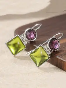 1 Pair of Elegant and Simple Purple Green Artificial Crystal Pendant Earrings, Ear Crystals, Simple and Fashionable Women's Jewelry, Suitable for Holiday Gifts, Perfect Earrings for Daily Vacation Wear