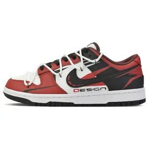 Nike Dunk Low Custom Sneakers for Men with Deconstructed Design and Red-Black Colorway Trending Shoes, House White Official Shoes to Get / Maison Mihara