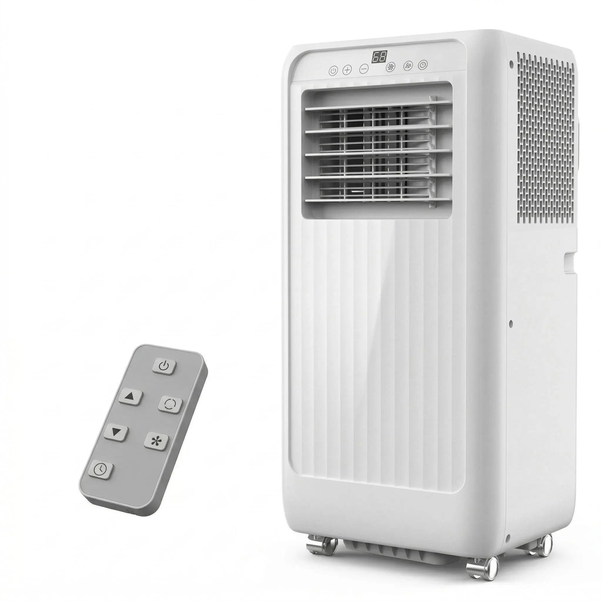 10000 BTU Portable Air Conditioner with Casters, 3-in-1 (Cooler, Dehumidifier, Fan) Cools 450 Sq ft, 24-Hour Timer, Remote Control, Window Kit, Activated Carbon Filter, Adjustable Temp Settings, Quiet <50dB Sleep Mode, 1.6 kwh Over 8 Hours