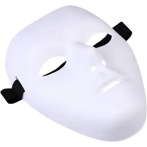Adult Blank White Male Full Mask Plain Thick Plastic Masquerade    Halloween Costume