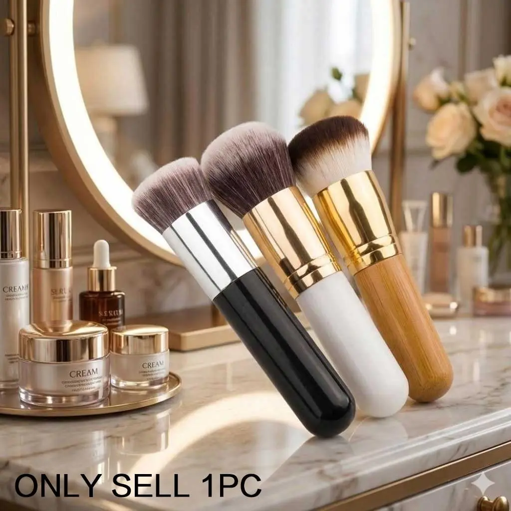 Foundation Brush Set, Contoured Foundation Brush, Face Makeup Brush, Dual-Fiber Synthetic Bristles, Soft & Even Application, 6 Colors, Ergonomic Grip, Seamless Blend, Anti-Bacterial, Travel-Friendly Pouch. Flawless Finish & Easy Cleaning Tools