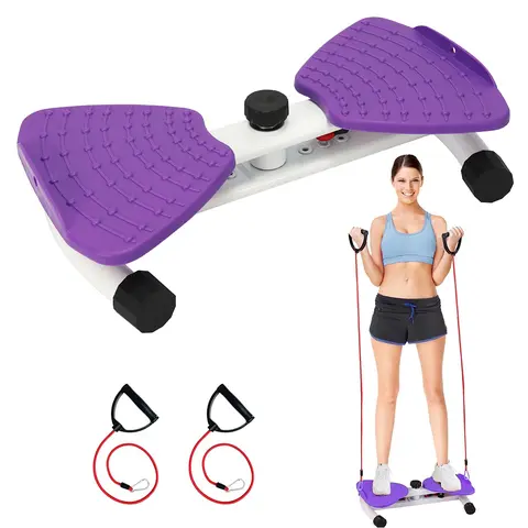 AMLANG Women's Carbon Steel Waist Twisting Disc - Tummy Exercise Equipment with 2 Resistance Bands, Adjustable Resistance, 2-Foot Steps, 220LB Capacity, Compact Size, Easy to Store, Elastic Cord for Home Gym Ab Workouts