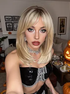 Women's Straight Hair Wig, Halloween Cosplay Costume Accessory, Comfortable Daily Wear, Natural Look for Women, Blonde Wigs