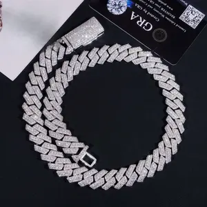 [ICE HUE]18K Gold Vacuum Plated S925 with 5A+ Sri Lanka Moissanite 15Mm Chilled Hip Hop Cuban Necklace for Women & Men Luxury Jewelry, Daily Wear, Casual Fashion, Gift Idea, Classic, Hip Hop, Simple, Sporty Style 925 Silver Set VVS Moissanite