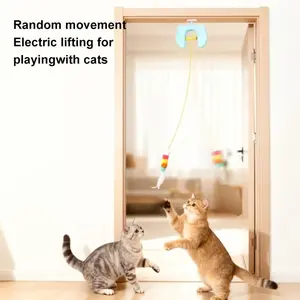 Cat Exercise Toy for Lazy Owners, Indoor Outdoor Hanging Cat Ball with Retractable Rope and Bell, Agility Training Toy for All Ages