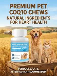 PetsSupplements CoQ10 Heart Support Supplement for Dogs & Cats 300 Easy-Open Capsules with Vitamin C B2 B12 for Enhanced Heart Health Probiotic Soft Chews for Dogs dog  seasoning