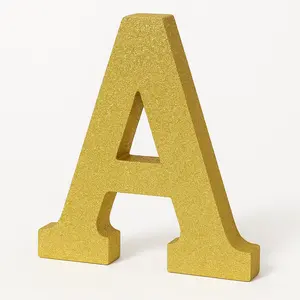 Glitter Gold Letter 'A' Hanging Decoration - 4-inch MDF