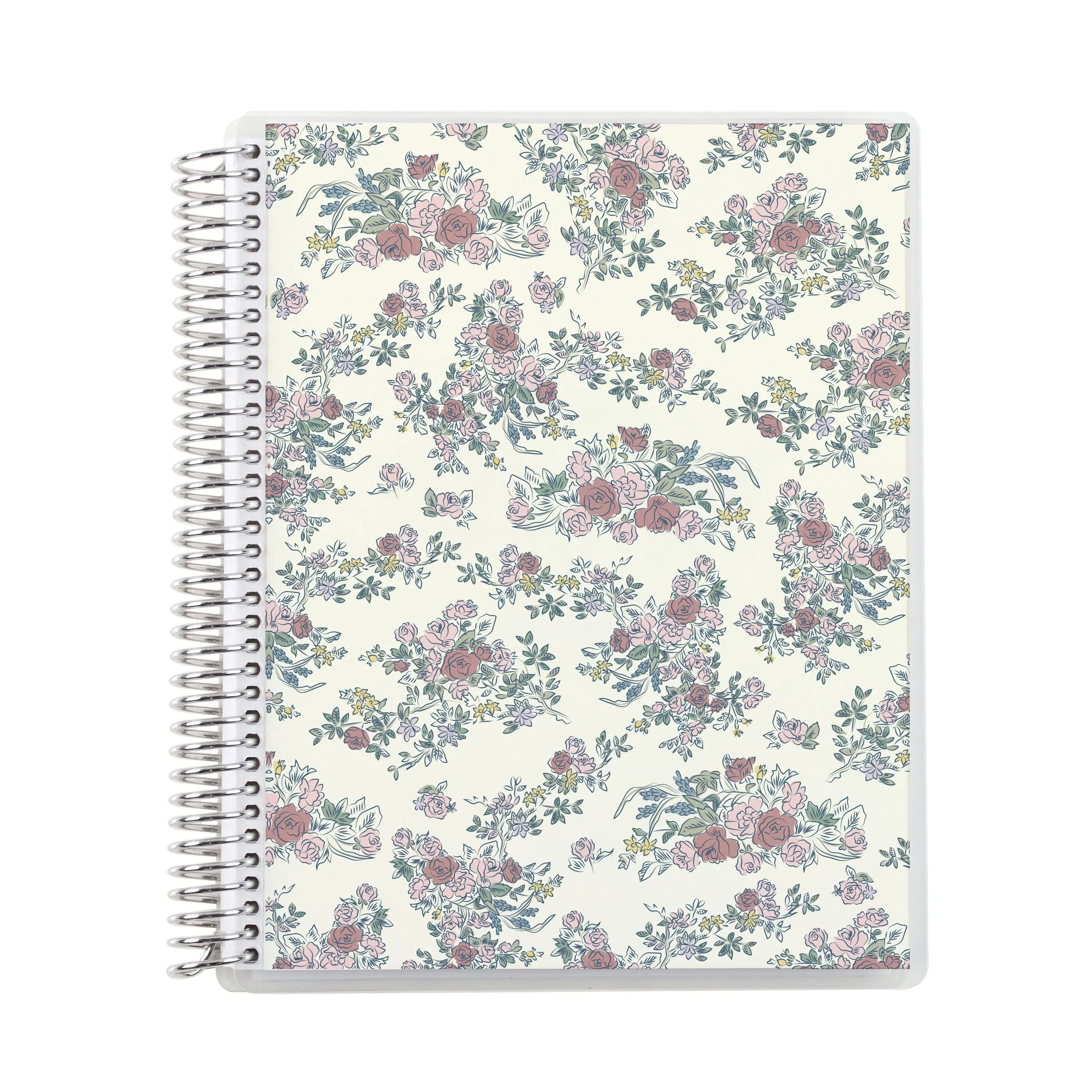 7x9 Toile Spiral Coil Notebook - Lined, Non-Metallic Cover, Platinum Coil, Note Taking Notebook for Bullet Journaling, Streamlined Note-Taking, List-Making, Coil Binding