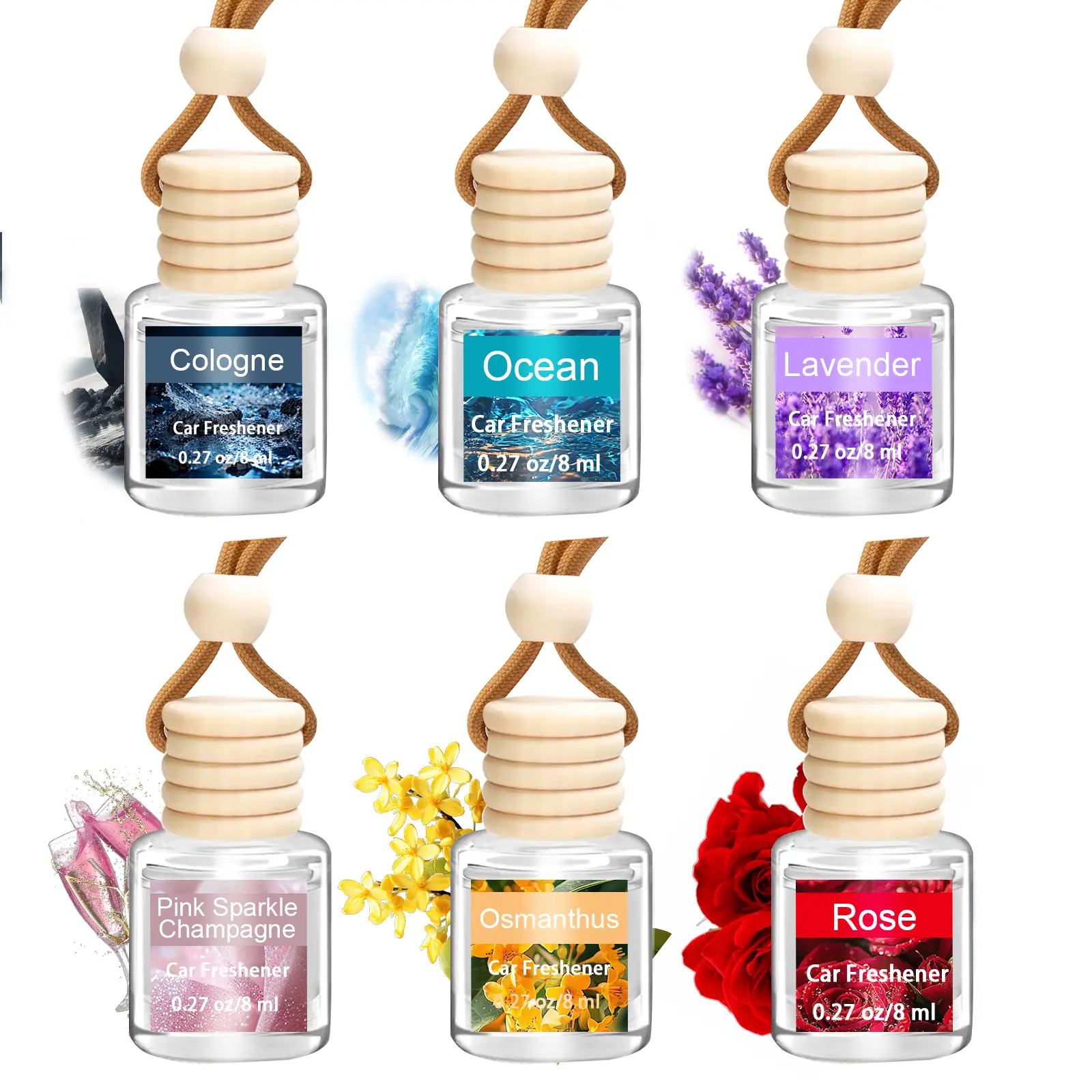 6-Pack Cologne Air Freshener Diffuser, Hanging Air Fragrance Essential Oil Diffuser, Car Scents Accessories Cute Car Interior Decor, Scented Car Air Freshener, Long Lasting Car Diffuser - Last 60+ Days