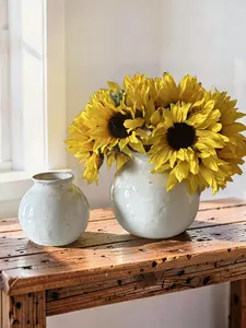 White Ceramic Ball Vases