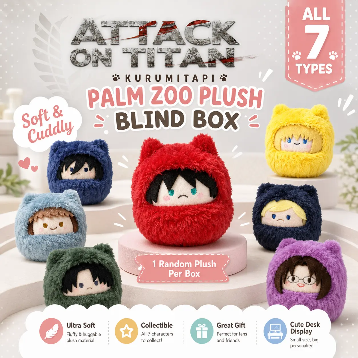 Attack on Titan Palm Zoo Plush Collection Blind Box (7 Designs)