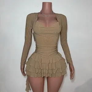 GG Glitter Romper Dress (Light Gold)