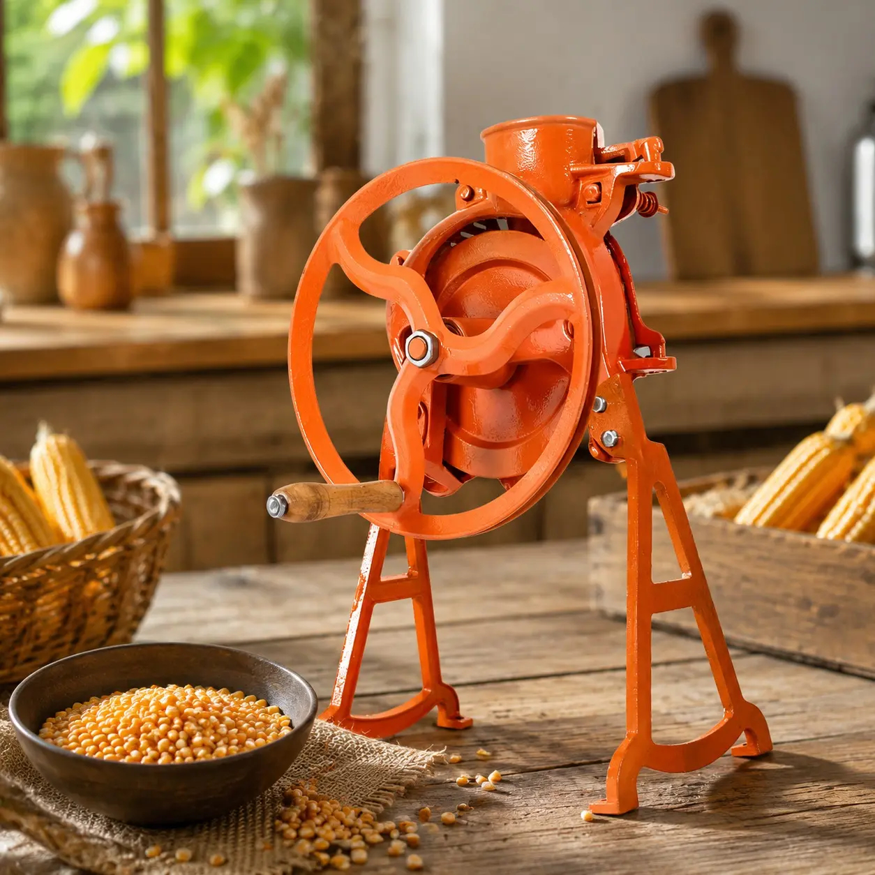 Littleox Hand Corn Sheller Heavy Duty Shelling Machine Manual Farm Corn Thresher Corn Remover Tools Hand Sheller with Wooden Handle Cast Iron Manual Thresher