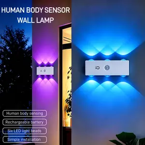 Smart Motion Sensor Wall Light, USB Rechargeable, Magnetic No Drill Installation, Dimmable RGB & Warm Light, LED Cabinet Lamp