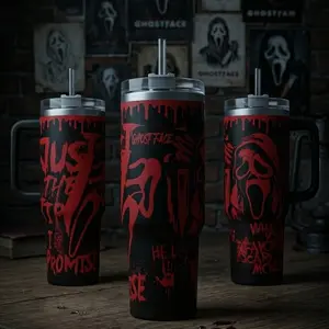 [SPECIAL] Red Ghostface Scream Tumbler 40oz 20oz Movie Custom Cup 40 oz Tumbler With Handle, Tumbler 20oz No Handle, Gifts For Fans