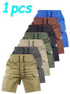 Men's Fashion Casual cargo shorts, Loose Fit with Practical Pockets, Drawstring Waist, Suitable for Sports, Outdoor, Daily Wear