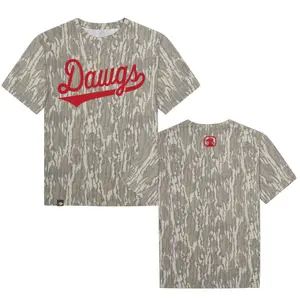 RED DAWGS Logo Mossy Oak Original Bottomland Pattern Camouflage Camo T-Shirt – Soft & Breathable Tee