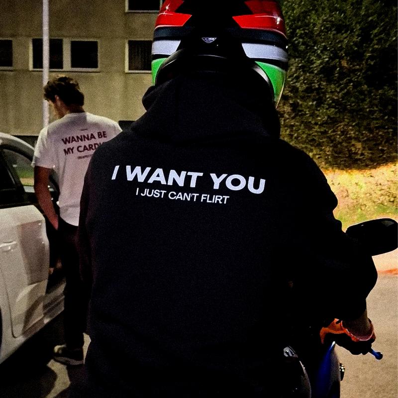 I Want You I Just Can't Flirt Printed Unisex Casual Hoodie Distressed shayliann blue hoodie pleau you sweatshirt Breathable Cotton Fabric Menswear Tops Man Pullover Long Sleeve piper