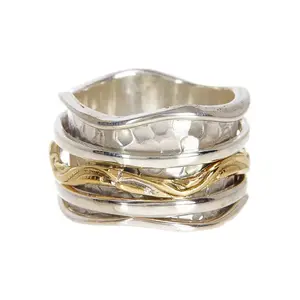 Two-Tone Wave Spinner Ring - SF