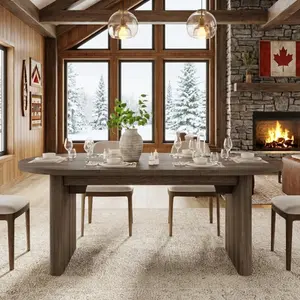 Garvee 70.8 Inch Oval Dining Table with Thick Sturdy Wooden Base, Seating for 6-8 People, Ideal for Kitchen, Dining Room, and Small Apartments, Farmhouse Style Desk Option