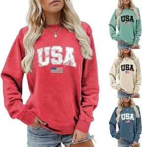 USA Flag Sweatshirt for Women | Patriotic Graphic Pullover | Casual Fall Long Sleeve Top | American Pride Sweatshirt