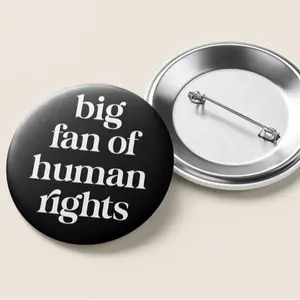 "Big Fan of Human Rights" Awareness Pin - Modern Typography Statement Badge - Aesthetic Social Justice Button - Premium USA Assembled Metal Pin