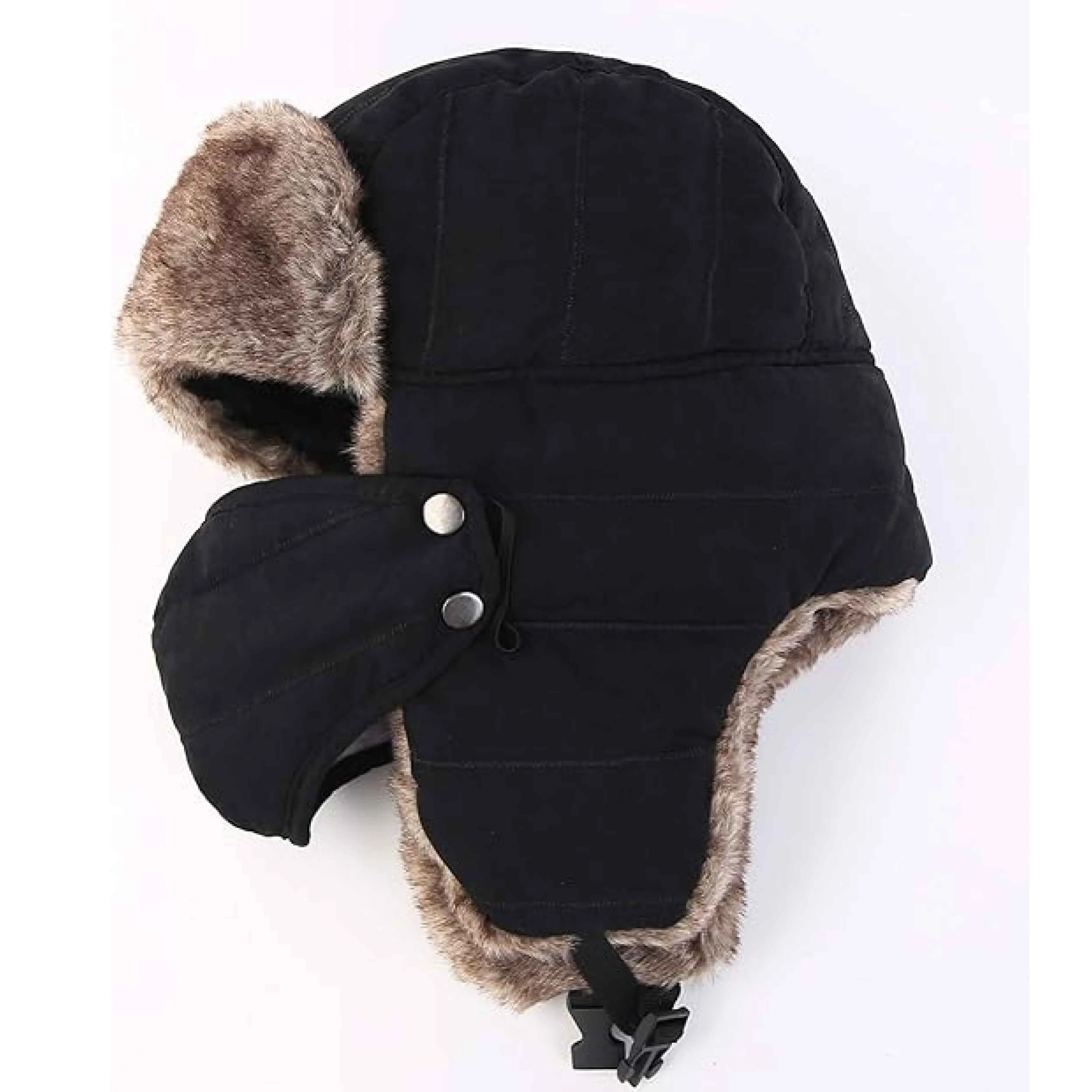 Unisex Russian Ushanka Trapper Hat - Faux Fur Lined, Windproof, Water Resistant, Sturdy Winter Hat with Removable Face Mask for Daily Commute, Outdoor Sports, Furry Hat