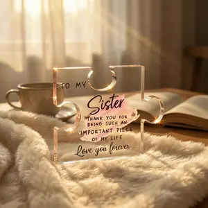 Sister Gift Idea - Acrylic Puzzle Piece Plaque, Best Friend Birthday Present, Decorative Photo Prop for Sisters & Best Friends, Sentimental Gift for Birthdays, Weddings, Thanksgiving & Christmas