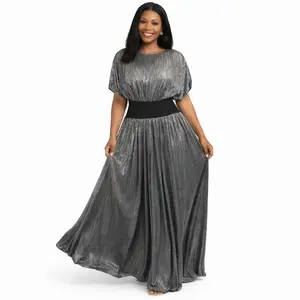 Midnight Radiance Pleated Gown