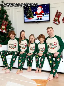 Family Home Clothing Set for Four People, Cartoon Snowflake Star Lollipop Print, Casual Long Sleeve Sleepwear for All Seasons