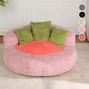 55'' Giant Bean Bag Chair/Sofa with 3 Throw Pillows, Faux Fur Lazy Floor Couch for Adults and Kids, Cloud-Like Touch, Soft and Comfortable, No Assembly Required, Ideal for Bedrooms, Living Rooms and Leisure Spaces