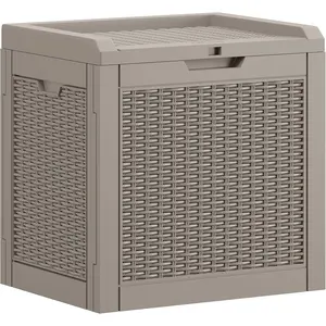 35 Gallon Deck Box, Lockable Waterproof Box, Resin Bin for,, UV Resistant, Brown