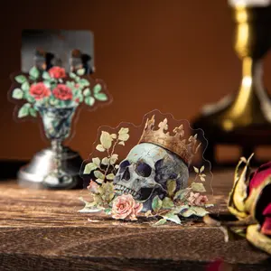 180 retro sticker pack featuring plants, flowers items themes in dark gothic style, made PET waterproof material, self adhesive, suitable DIY journal decoration scrapbook supplies