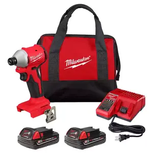 M18 18V Lithium-Ion Brushless Cordless 1/4 In. Impact Driver Kit with Two 2.0 Ah Batteries and Charger Milwaukee