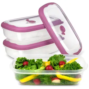 Plastic Food Storage Containers With Lids - 53 Oz Airtight Container Box for Food Storage, Kitchen Freezer, Microwave And Dishwasher Safe, Steam Vent Lids, BPA-Free Food Container