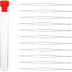 12pcs Big Eye Collapsible Beading Embroidery Needles with Bottle for Seed Beads Jewelry Making