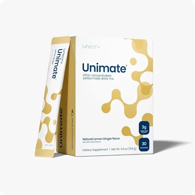 UNIMATE LEMON GINGER STICK PACKS - Great Tasting - Ultra Concentrated Yerba Mate Drink Mix (30 Packets). Dietary Supplement. Healthy Alternative to Coffee and Energy Drinks (30-Day Supply)