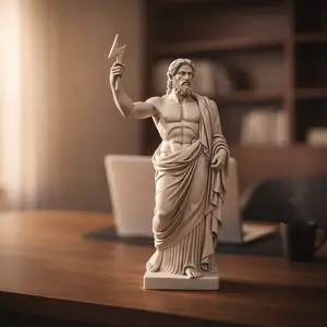 Greek Zeus with Lightning Bolt Statue, Lightweight Home Decor, Ideal for Gifts