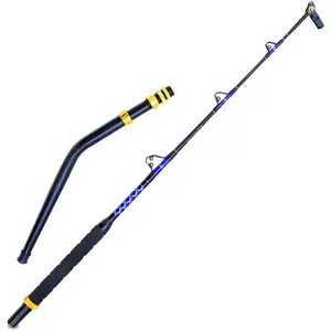 Deep Sea Fishing Rod, Heavy Duty Bent  Trolling Rod with Roller Guides,Conventional Fishing Rod