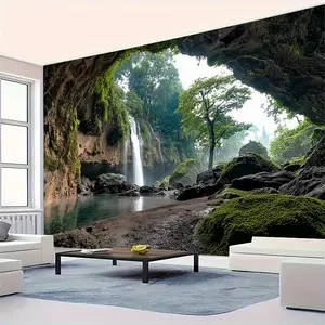 60inx40in  Waterfall Landscape Tapestry - Premium Polyester Wall Hanging, Vibrant Nature Scene for Living Room, Bedroom, Party & Live Streaming Backdrop, No Installation Required, Horizontal Orientation, Landscape Theme,