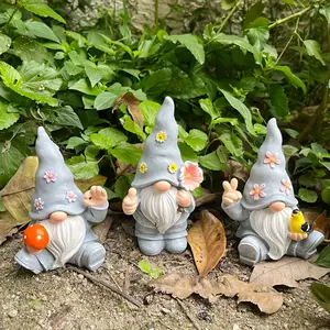 3pcs Resin Faceless Elves with Beards - Whimsical Garden Gnomes Set for Yard, Lawn, Balcony & Porch Decor, Artistic Sculpture Statues by Yi Zhitan