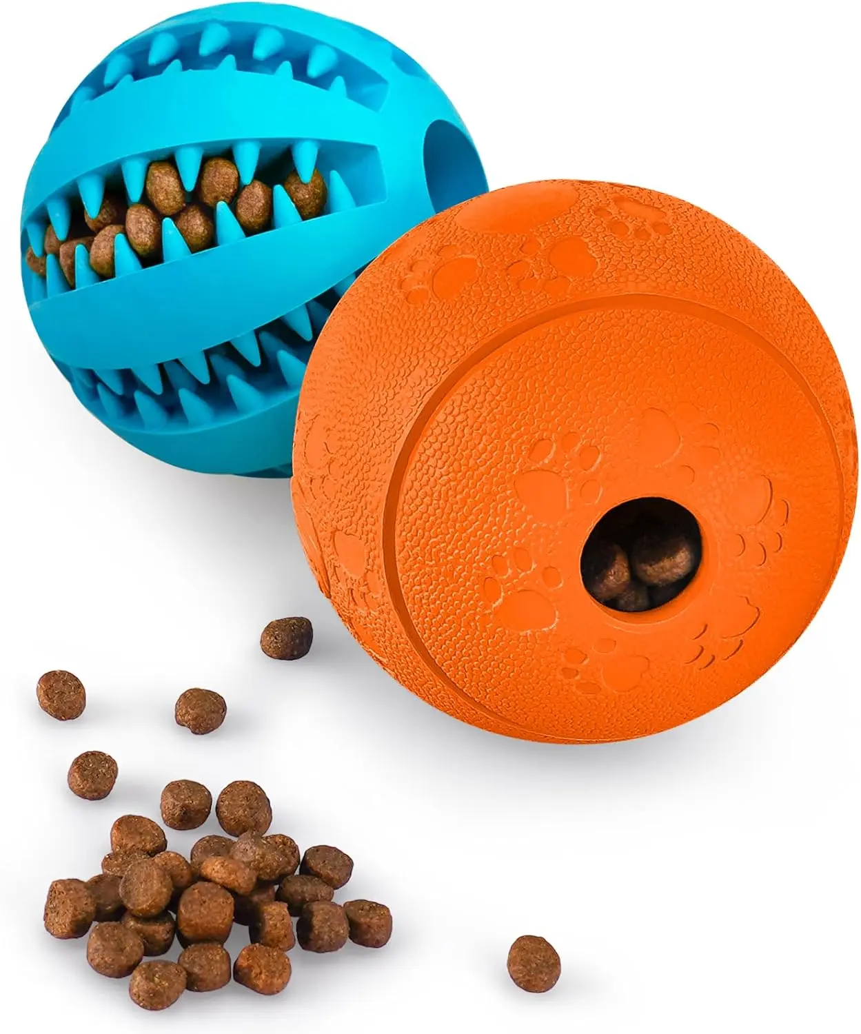 Dog Puzzle Toys 2-Pack - Durable Chew Treat Dispensing Balls, Clean Teeth Tools for Large/Small Dogs, Interactive IQ Training Accessories