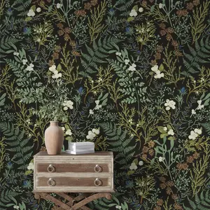 Retro Leaf & Flower Pattern Wallpaper, Self-adhesive Vintage Wallpaper, DIY Decorative Wallpaper For Home Living Room Bedroom Kitchen