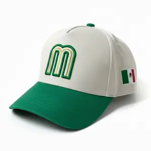 Mexico Baseball Hat with Heart & Flag Embroidery for Stylish Outfits - White Cap with Green Embroidery, Adjustable Strap, Breathable Cotton, Ideal for Casual Wear & Mexican Culture Apparel - Gorra para Mexicanas
