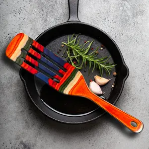 Baltique Marrakesh Collection Spurtle, 13" - Colorful Rainbow Wooden Kitchen Utensil for Cooking & Serving - Safe on Non-Stick Cookware