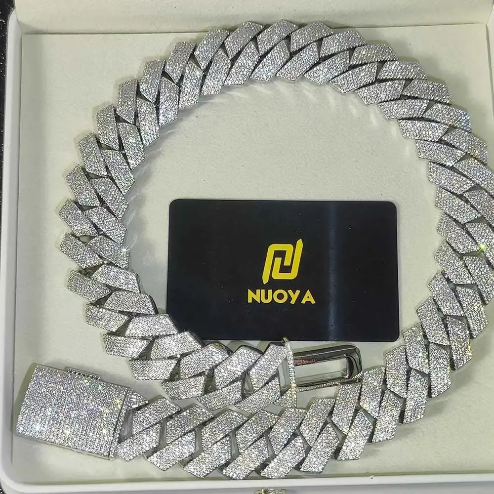 Hip Hop Jewelry High Quality Diamond Necklace 25mm 6 Rows  Cuban Link Chain Bling Big Heavy  Out Chain Necklace For Men