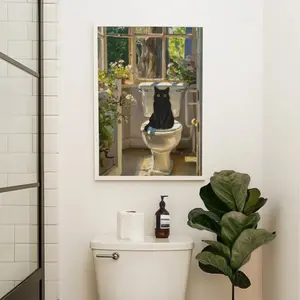 Bath Cat Print Monet Funny Poster Wall Decor Pooping Print Toilet Wall Art