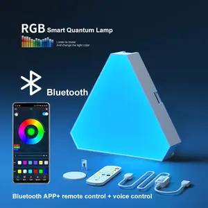 10 Pcs Triangle Lamps Quantum Atmosphere WiFi or Bluetooth APP Control Wall Lamp USB Power LED Night Light for Game Bedroom DIY Art Wall Decor Light Color Changing Rgb Adjustable Rgb Lighting