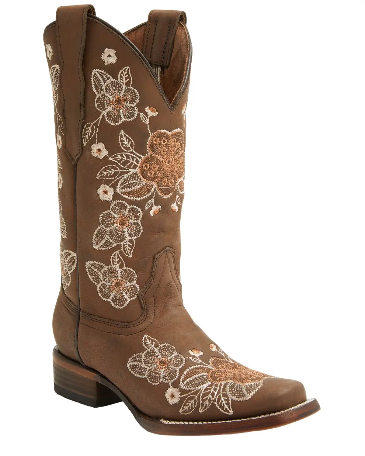 Circle G Women's Women'S Floral Embroidered Western Boot Square Toe - L6238